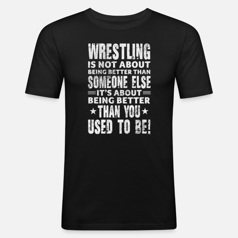 Wrestling - Männer Slim Fit T-Shirt - Schwarz