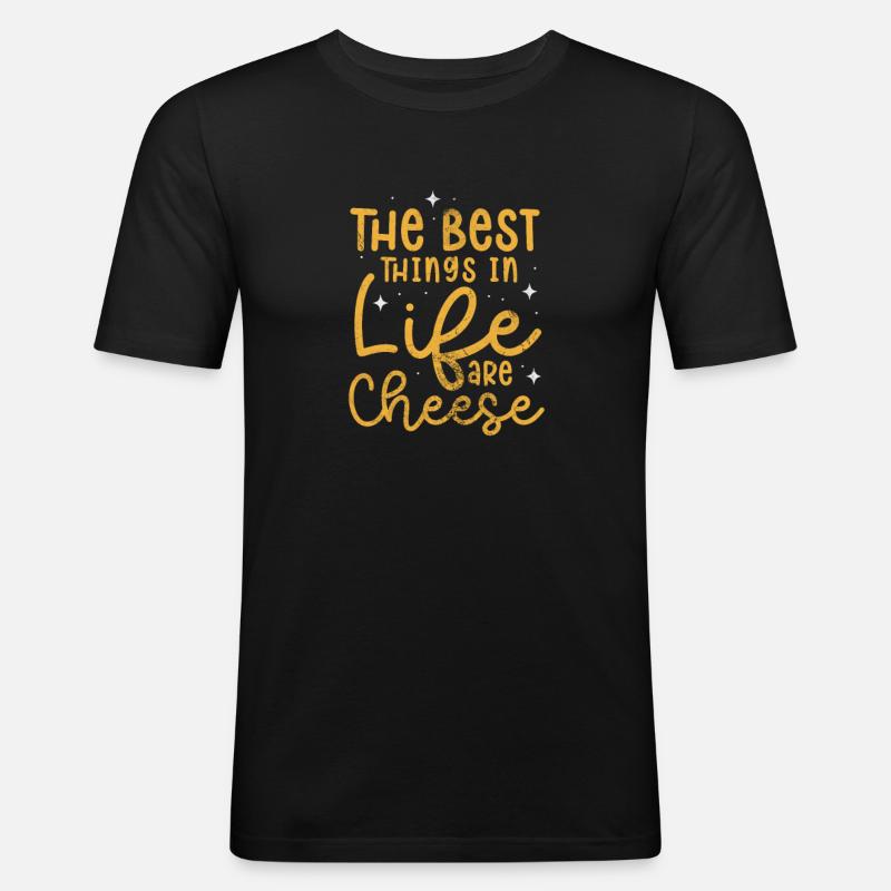 Käse - Männer Slim Fit T-Shirt - Schwarz