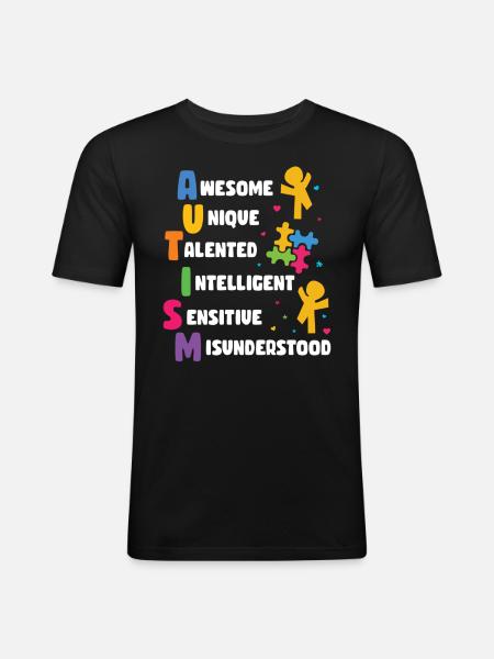 Autism Awareness Day Autistic Gift - Men's Slim Fit T-Shirt - black