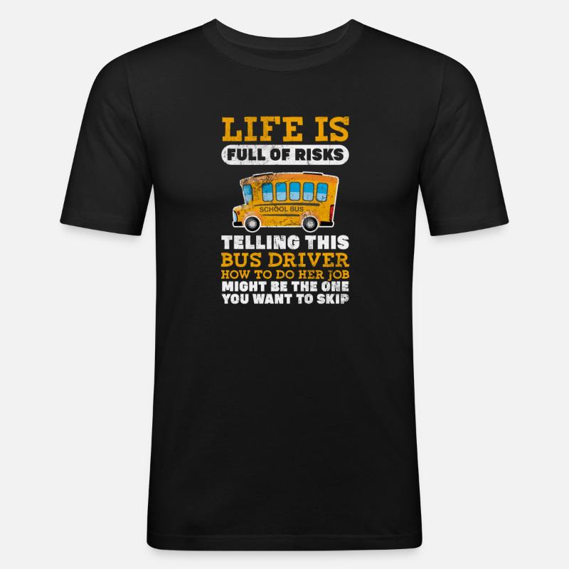 Busfahrer - Männer Slim Fit T-Shirt - Schwarz
