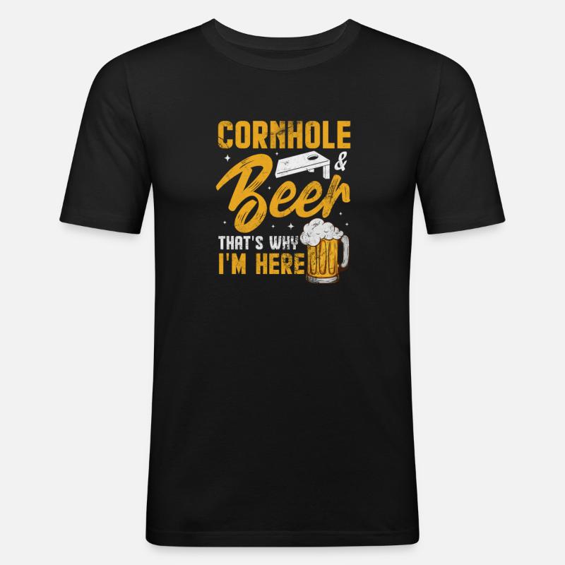 Cornhole - Männer Slim Fit T-Shirt - Schwarz
