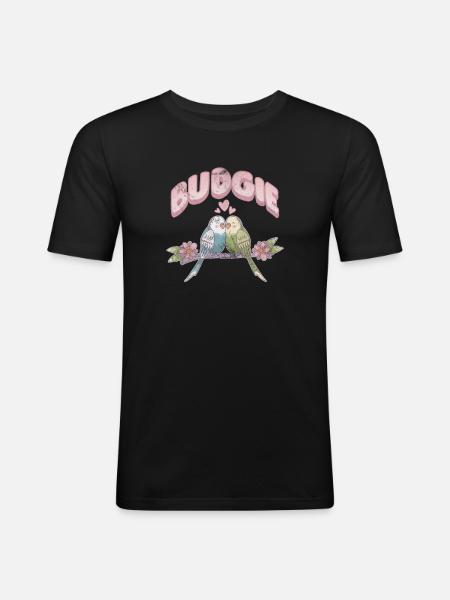 Perruche ondulée - T-shirt près du corps Homme - noir