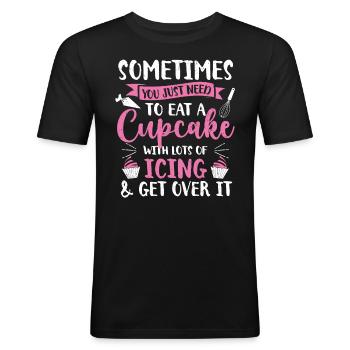 Cupcake - Men's Slim Fit T-Shirt - black - Front - Nik (191cm)