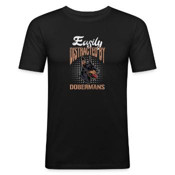 Dobermann - Männer Slim Fit T-Shirt - Schwarz - Vorne - Nik (191cm)