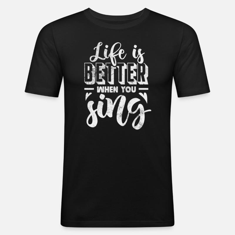 Sänger - Männer Slim Fit T-Shirt - Schwarz