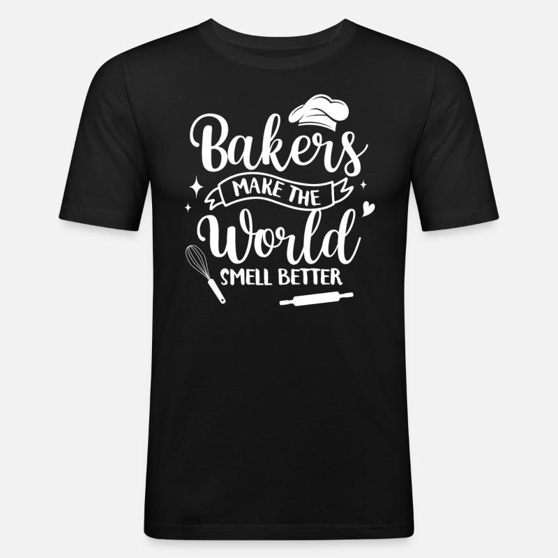 Bäcker Bäckerein Backwaren Backen Geschenk - Männer Slim Fit T-Shirt - Schwarz