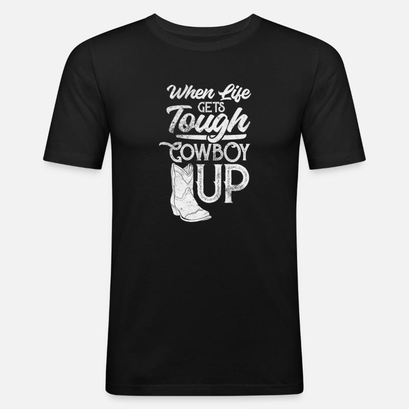 Cowboy - Männer Slim Fit T-Shirt - Schwarz