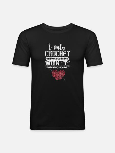 Crochet Knitting - Men's Slim Fit T-Shirt - black