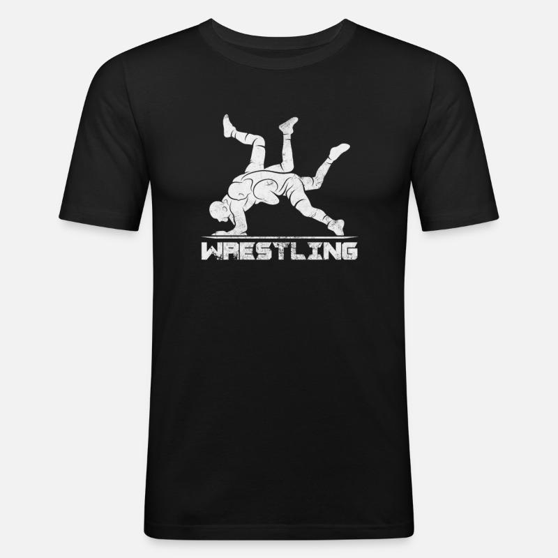 Wrestling - Männer Slim Fit T-Shirt - Schwarz