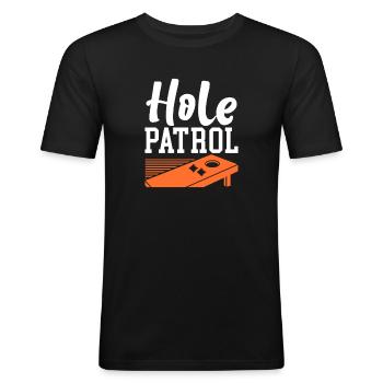 Cornhole Beanbag Sackloch Geschenk - Männer Slim Fit T-Shirt - Schwarz - Vorne - Nik (191cm)