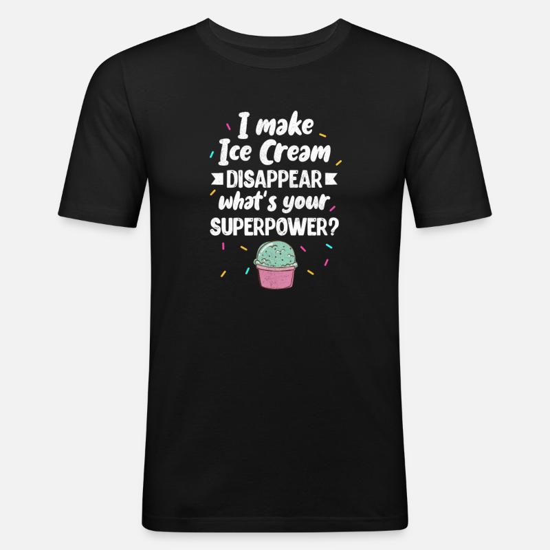 Eiscreme - Männer Slim Fit T-Shirt - Schwarz