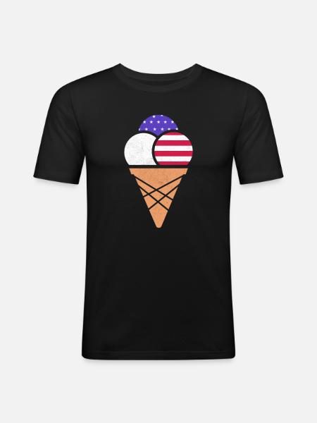 Eiscreme - Männer Slim Fit T-Shirt - Schwarz