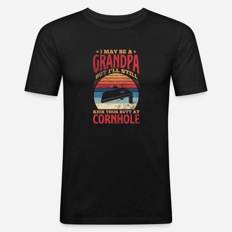 Cornhole - Männer Slim Fit T-Shirt - Schwarz