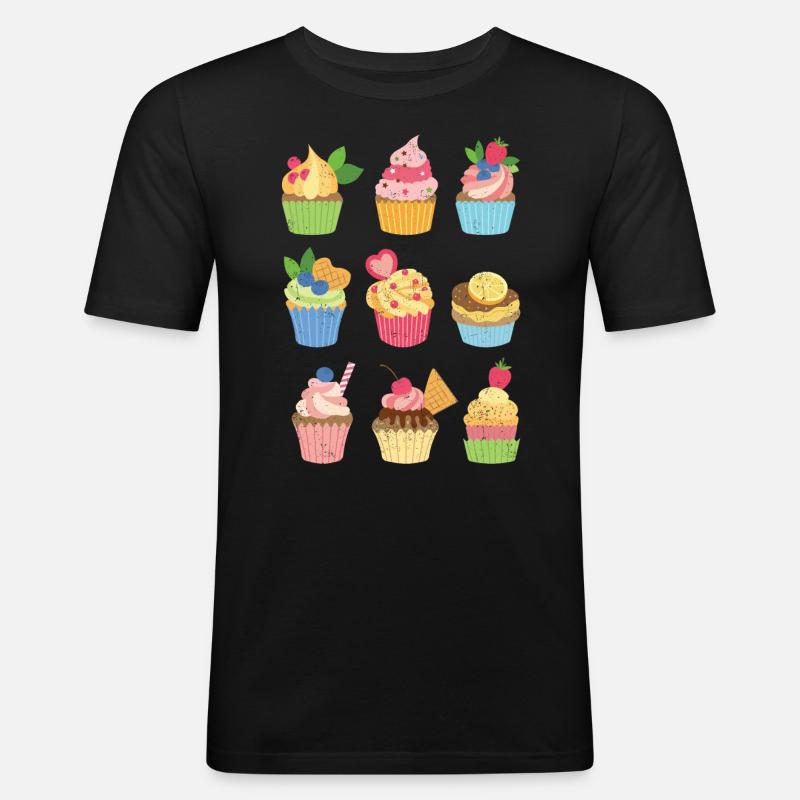 Cupcake - Männer Slim Fit T-Shirt - Schwarz