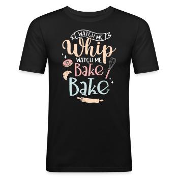 Bäcker - Männer Slim Fit T-Shirt - Schwarz - Vorne - Nik (191cm)