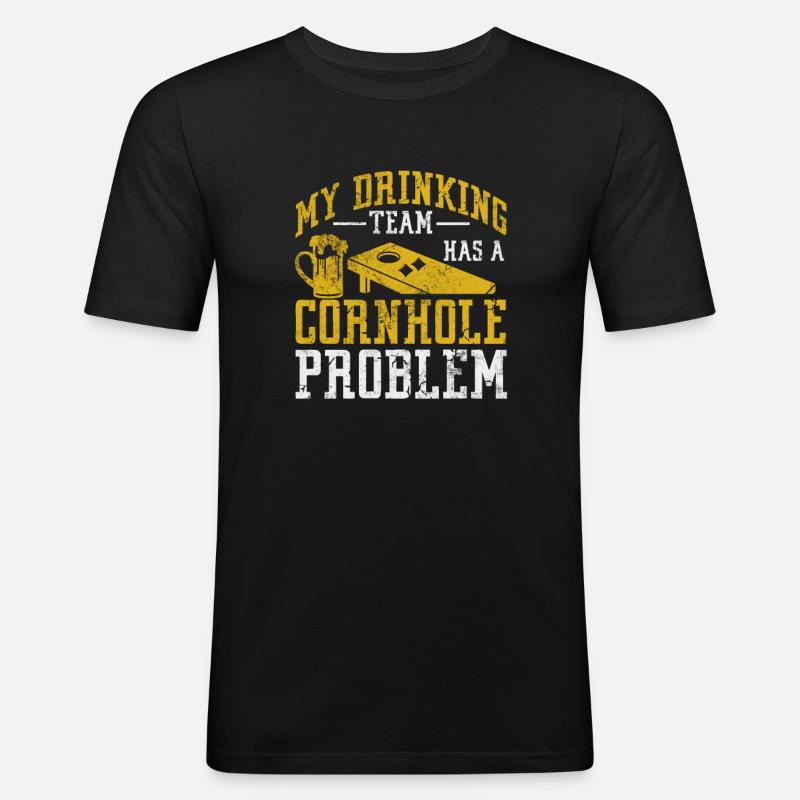 Cornhole - Männer Slim Fit T-Shirt - Schwarz