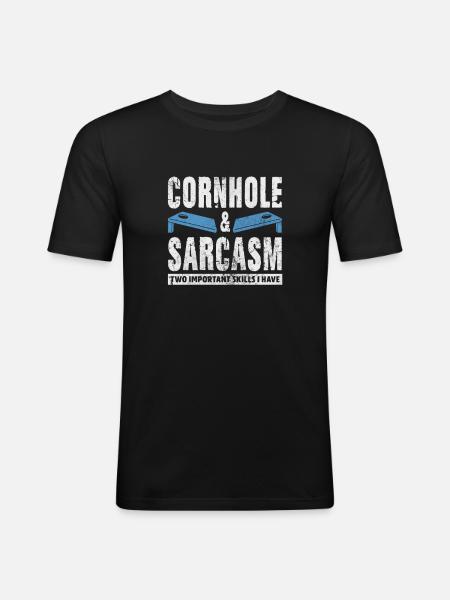 Cornhole - Männer Slim Fit T-Shirt - Schwarz