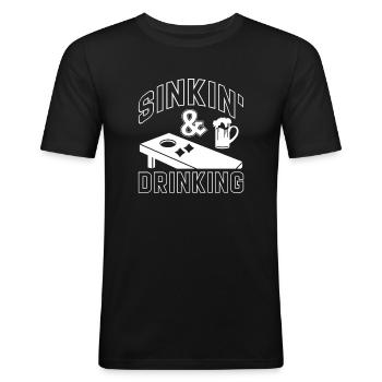 Cornhole pouf trou aveugle cadeau - T-shirt près du corps Homme - noir - Devant - Nik (191cm)