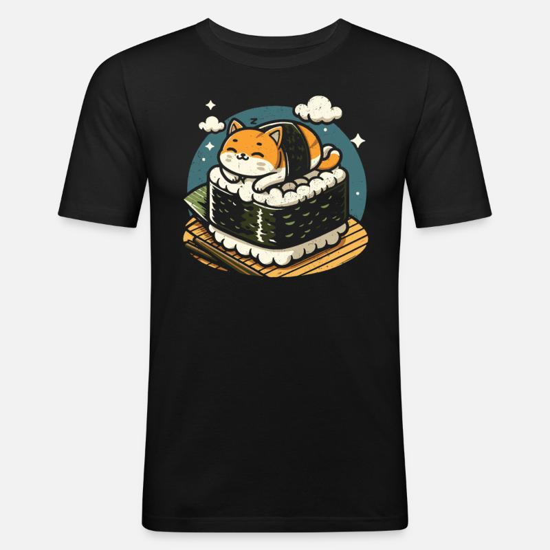 Sushi - Männer Slim Fit T-Shirt - Schwarz