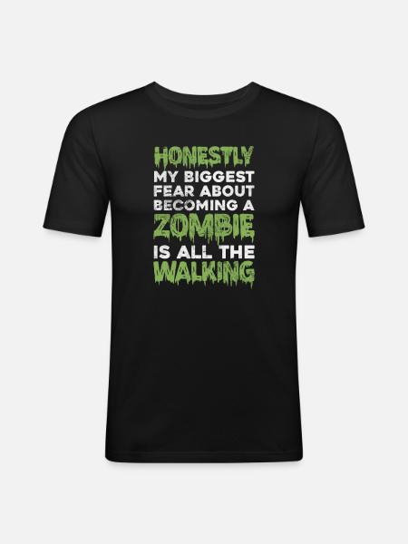 Zombie - Männer Slim Fit T-Shirt - Schwarz