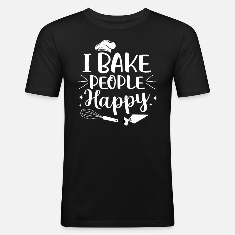 Bäcker Bäckerein Backwaren Backen Geschenk - Männer Slim Fit T-Shirt - Schwarz