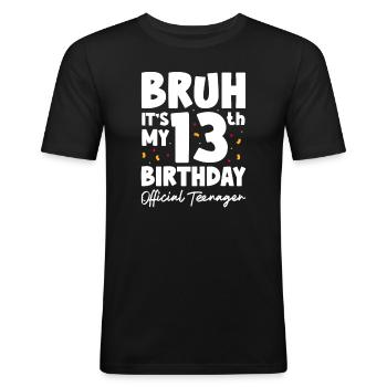 Teenager Teenie Teen Teens Teeny Geschenk - Männer Slim Fit T-Shirt - Schwarz - Vorne - Nik (191cm)