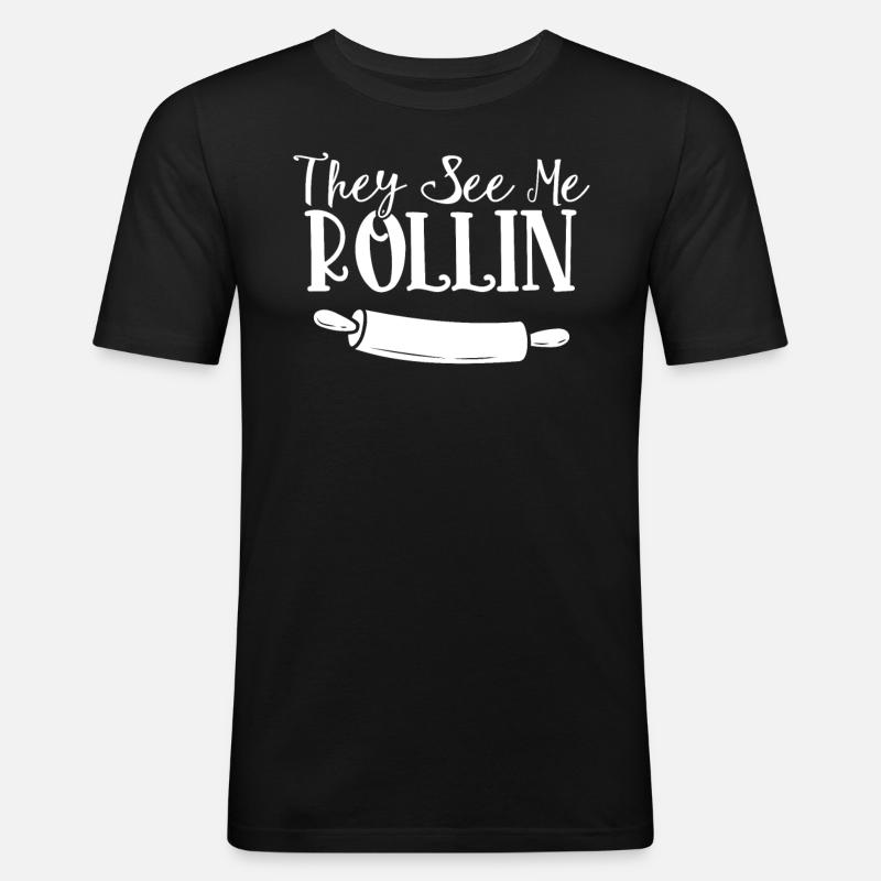 Bäcker Bäckerein Backwaren Backen Geschenk - Männer Slim Fit T-Shirt - Schwarz