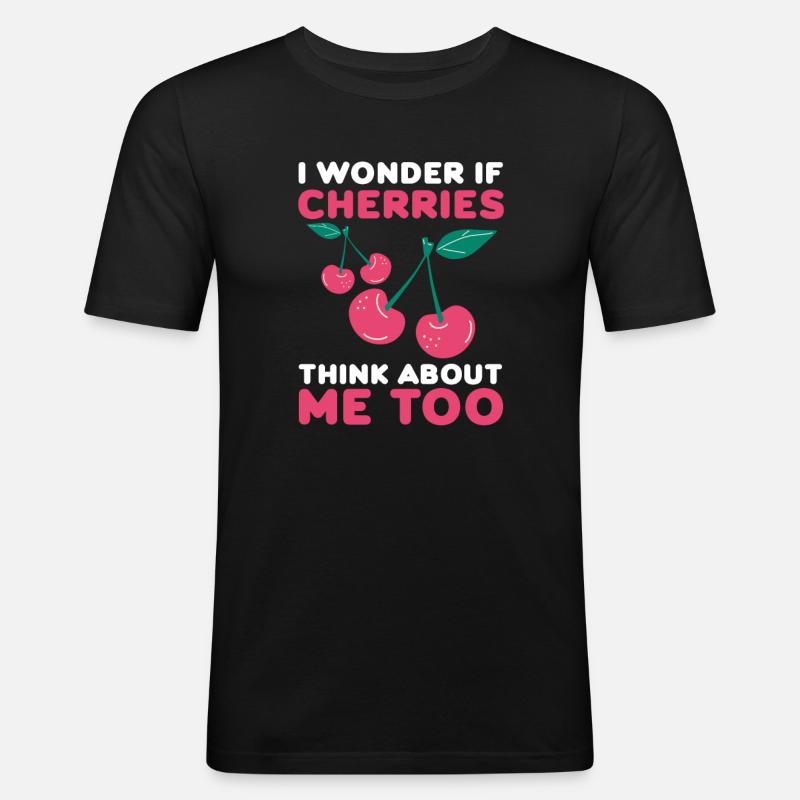 Kirsche Kirschbaum Kirschblüte Frucht Geschenk - Männer Slim Fit T-Shirt - Schwarz