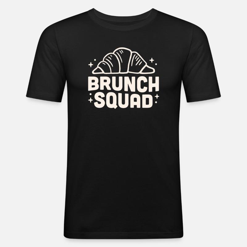 Brunch squad croissants - T-shirt près du corps Homme - noir