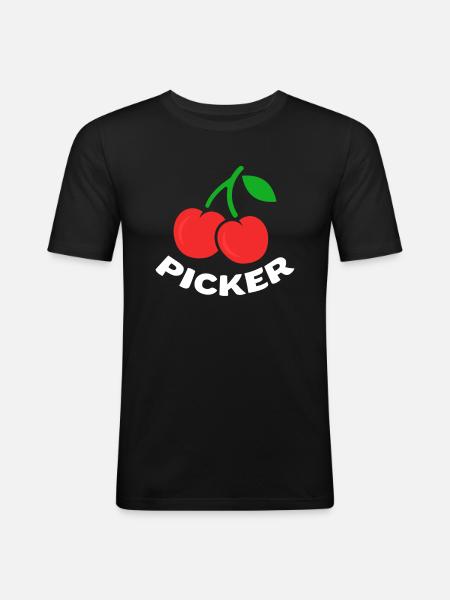 Kirsche Kirschbaum Kirschblüte Frucht Geschenk - Männer Slim Fit T-Shirt - Schwarz