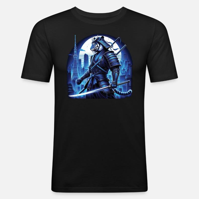 Samurai - Männer Slim Fit T-Shirt - Schwarz