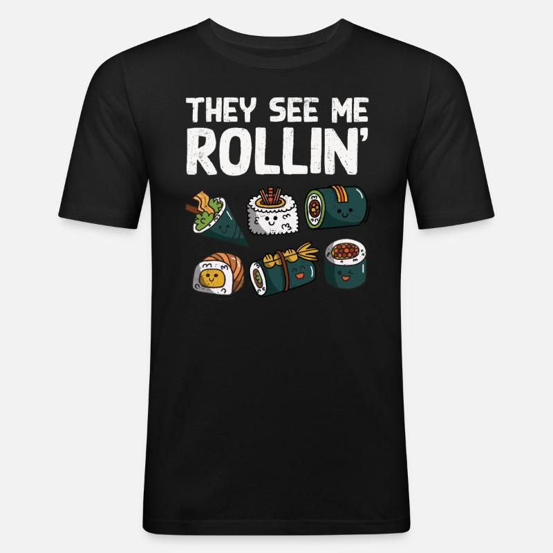 Sushi - Männer Slim Fit T-Shirt - Schwarz