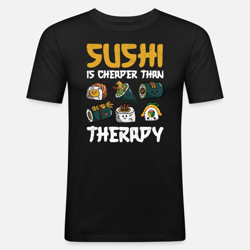 Sushi - Männer Slim Fit T-Shirt - Schwarz
