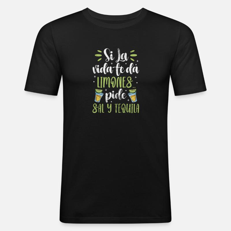 Tequila - Männer Slim Fit T-Shirt - Schwarz