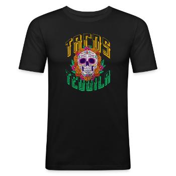 Tequila - Männer Slim Fit T-Shirt - Schwarz - Vorne - Nik (191cm)