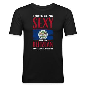 Belize - Männer Slim Fit T-Shirt - Schwarz - Vorne - Nik (191cm)