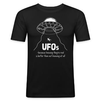 Fremmed UFO Fremmed galakse Geschnek - Herre Slim Fit T-Shirt - sort - Foran - Nik (191cm)