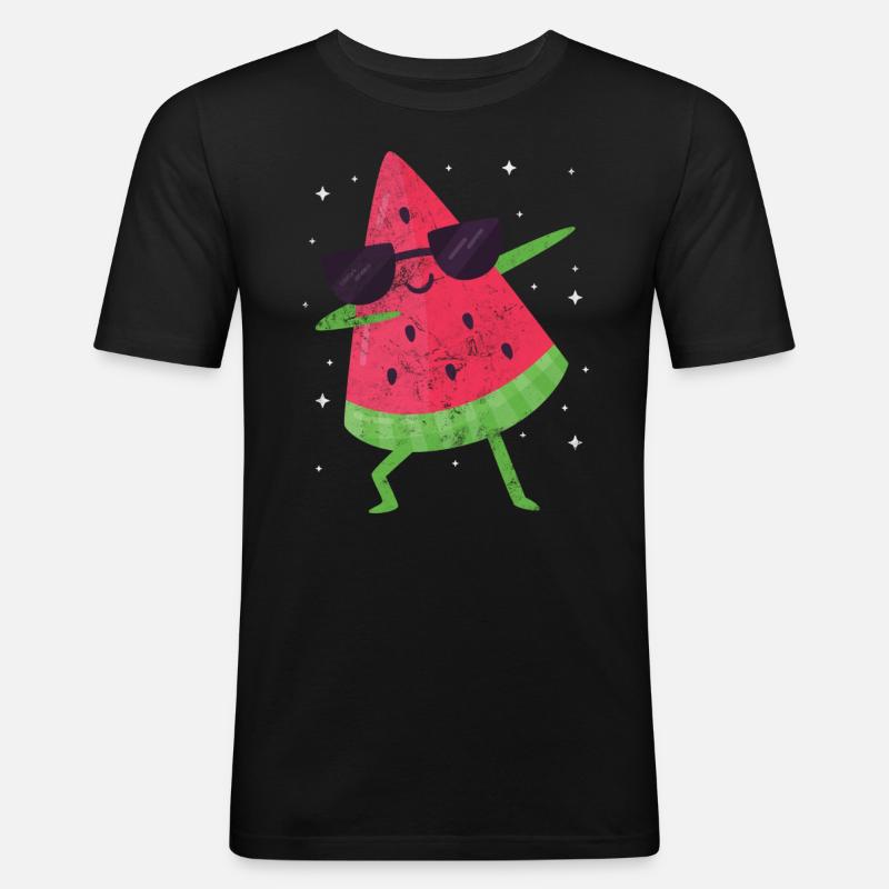 Wassermelone - Männer Slim Fit T-Shirt - Schwarz