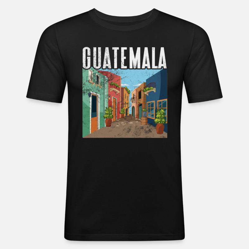 Guatemala - Männer Slim Fit T-Shirt - Schwarz