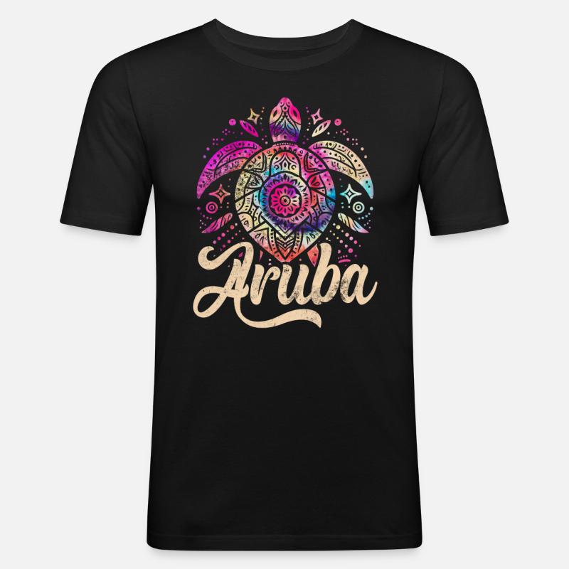 Aruba - Männer Slim Fit T-Shirt - Schwarz