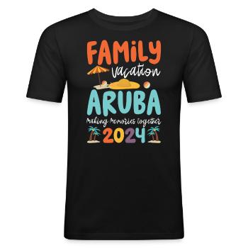 Aruba Caribbean Summer Ocean Beach Gift - Men's Slim Fit T-Shirt - black - Front - Nik (191cm)
