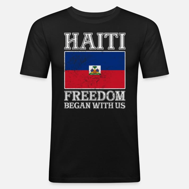 Haiti - Männer Slim Fit T-Shirt - Schwarz