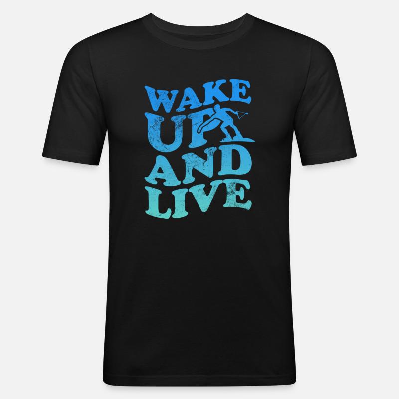 Wakeboard - Männer Slim Fit T-Shirt - Schwarz