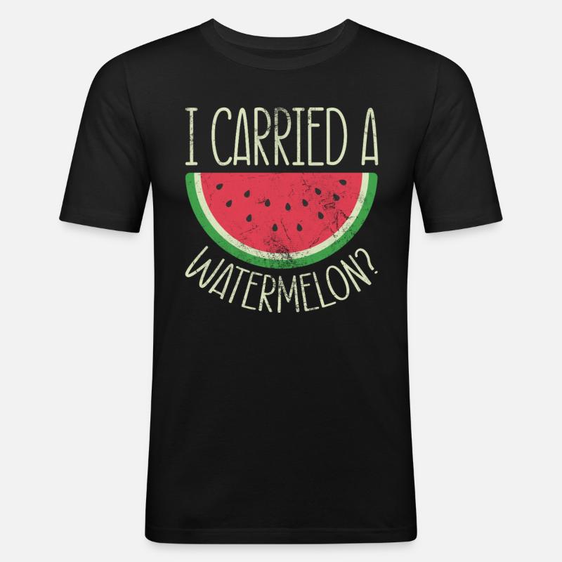 Wassermelone - Männer Slim Fit T-Shirt - Schwarz
