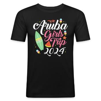Aruba Caribbean Summer Ocean Beach Gift - Men's Slim Fit T-Shirt - black - Front - Nik (191cm)