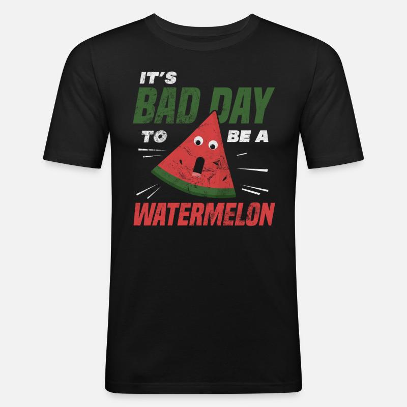 Wassermelone - Männer Slim Fit T-Shirt - Schwarz