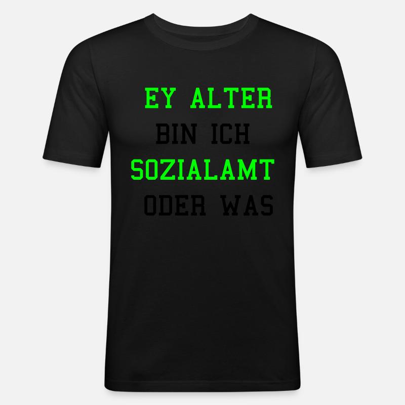 Sozialamt oder Was - Männer Slim Fit T-Shirt - Schwarz