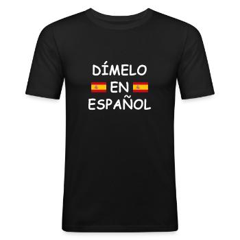 Dimelo en espanol Spanish teacher Spanish teacher - Men's Slim Fit T-Shirt - black - Front - Nik (191cm)