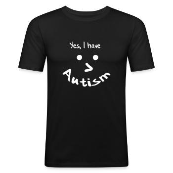 Autist und stolz! Lustig Fröhlich Autismus Smile - Männer Slim Fit T-Shirt - Schwarz - Vorne - Nik (191cm)