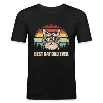 Best Cat Dad Ever Cats Dad Funny Gift - Men's Slim Fit T-Shirt - black - Front - Nik (191cm)